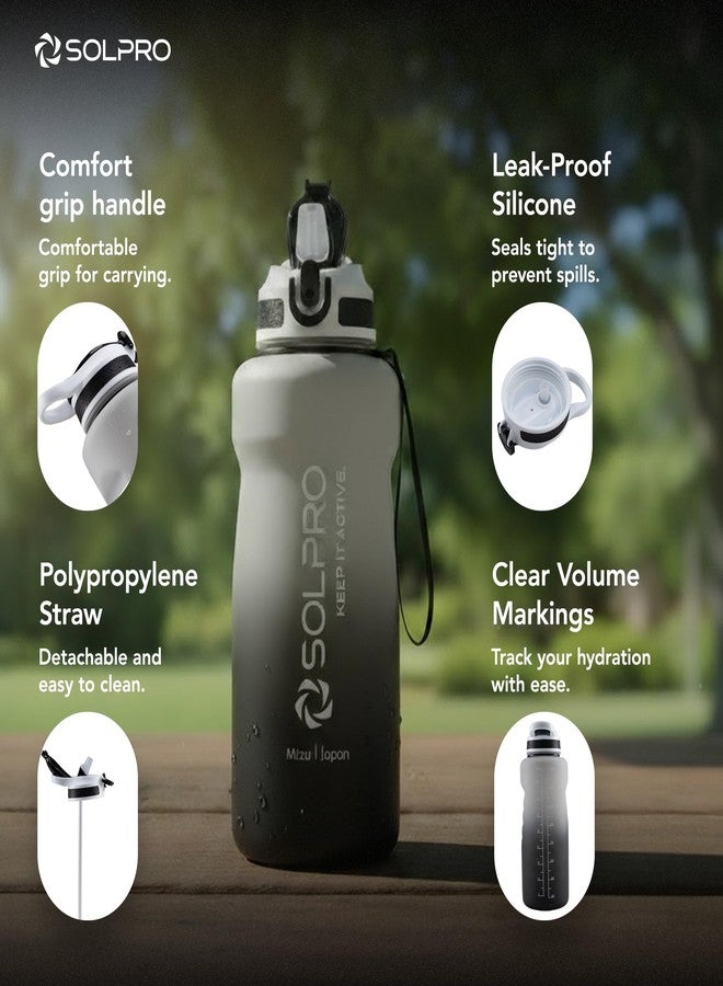 Solpro Mizu Japan Sipper Water Bottle 1500 ml, Leakproof BPA Free Sipper Water bottle, 1.5 litre sipper for men women adults, Water Bottle for Gym, Travel, Workout, School, College (White/Black) - Image 5